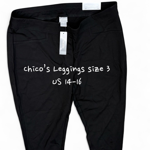 CHICO'S Black Ponte Rivet Stud Leggings Size 3R (Women’s 14-16) NWT - Picture 2 of 6